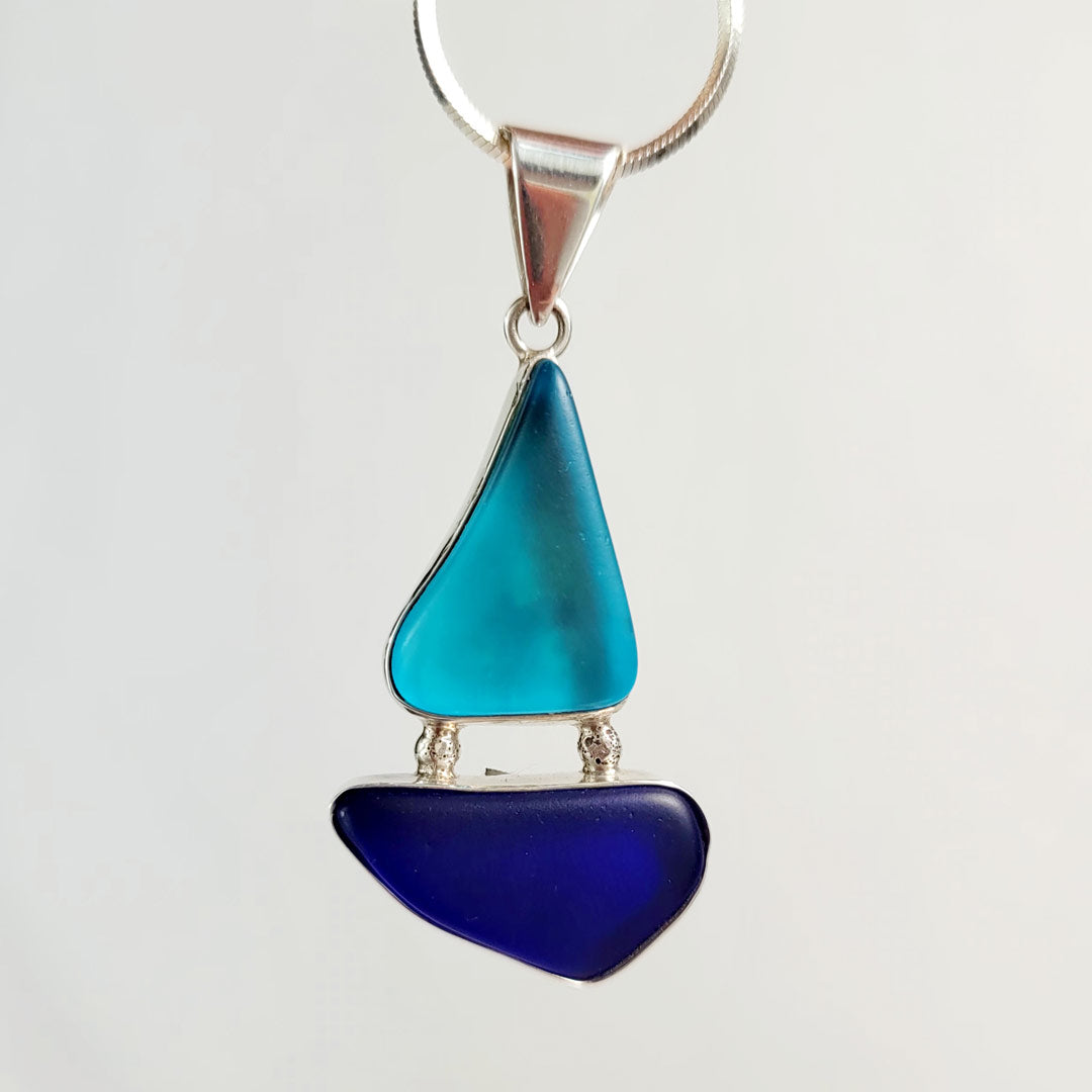 Genuine New England's Sea Glass and Sterling Silver Pendant