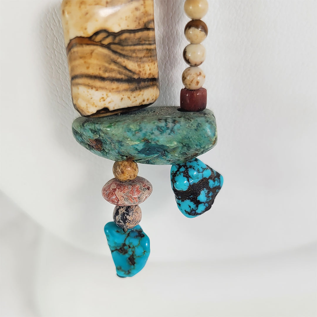 Wood Shell, Turquoise & Jasper - Pure Arizona Turquoise