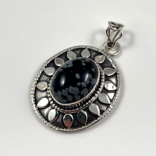 Snow Flake Obsidian Pendant