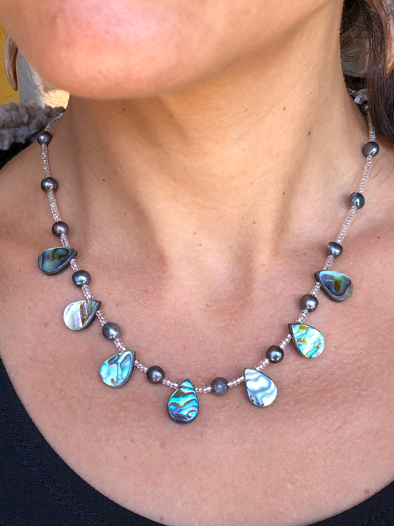 Necklace- Black Pearl & Paua(Abalone)