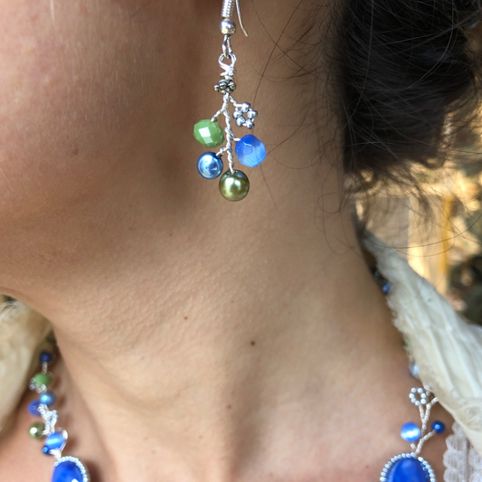 Branch Earrings - Cobalt & Green