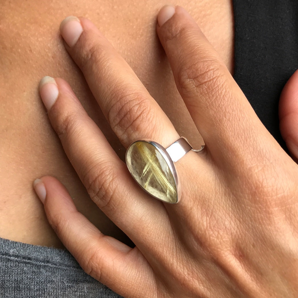 Coloured Ruta Rings Golden Rutile Ring – Kala Roopa & Sea Blue Silver