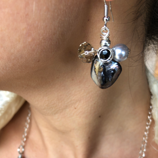 Earrings- Black, Silver, & Smoke Grey