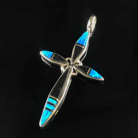 Opal and Sterling Silver Cross Pendant