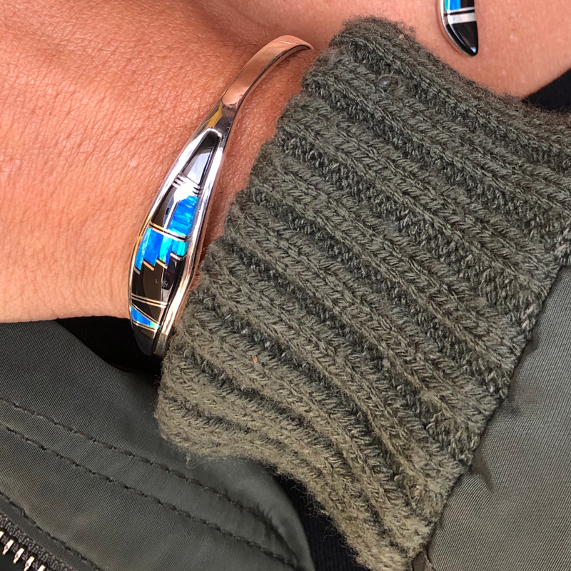 Opal and Jet-Zuni Inlayed Bracelet