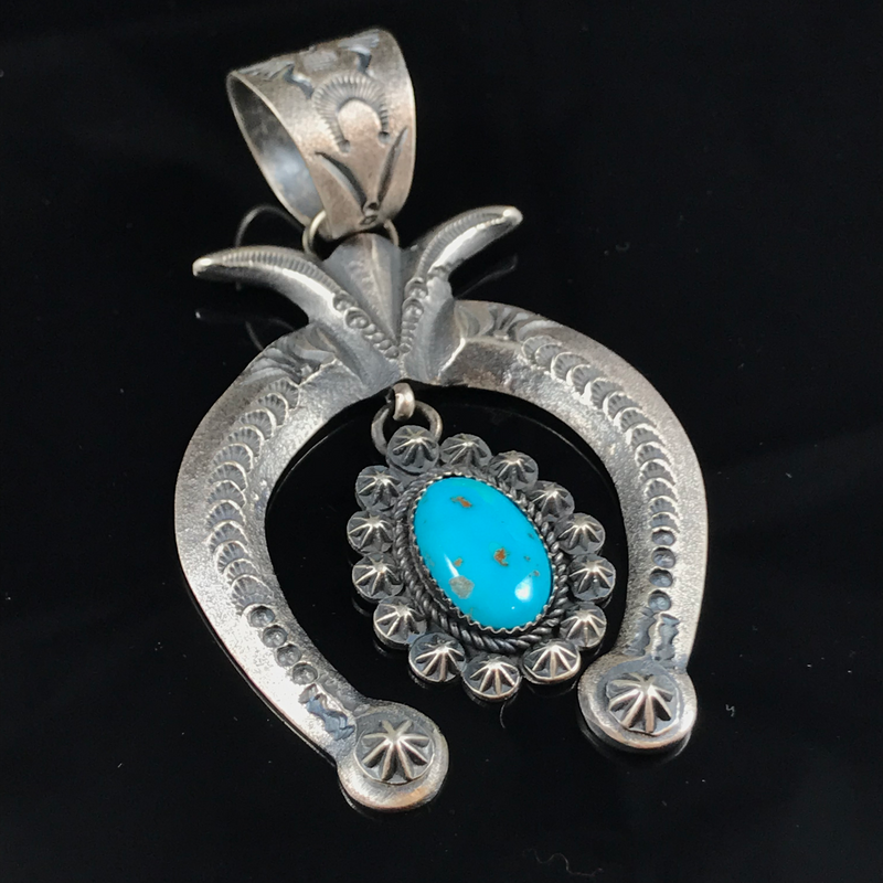 Sterling Silver Naja Pendant w/ Turquoise
