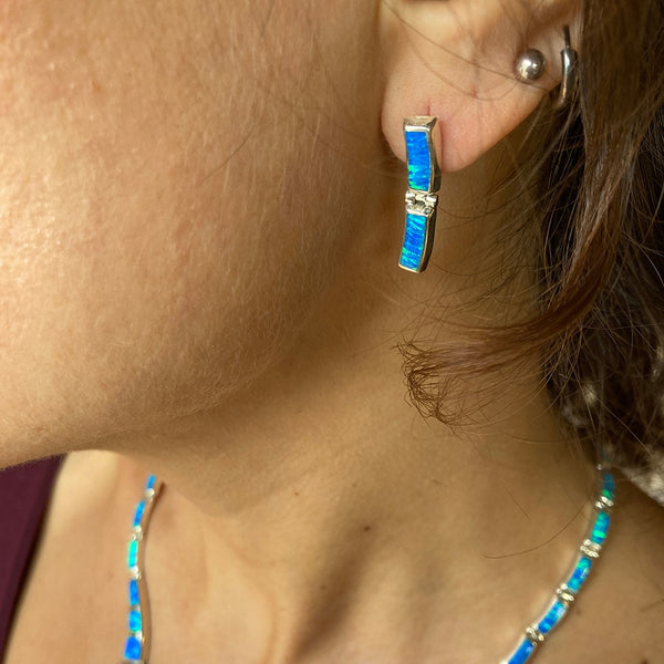 Opal & Sterling Silver Earrings