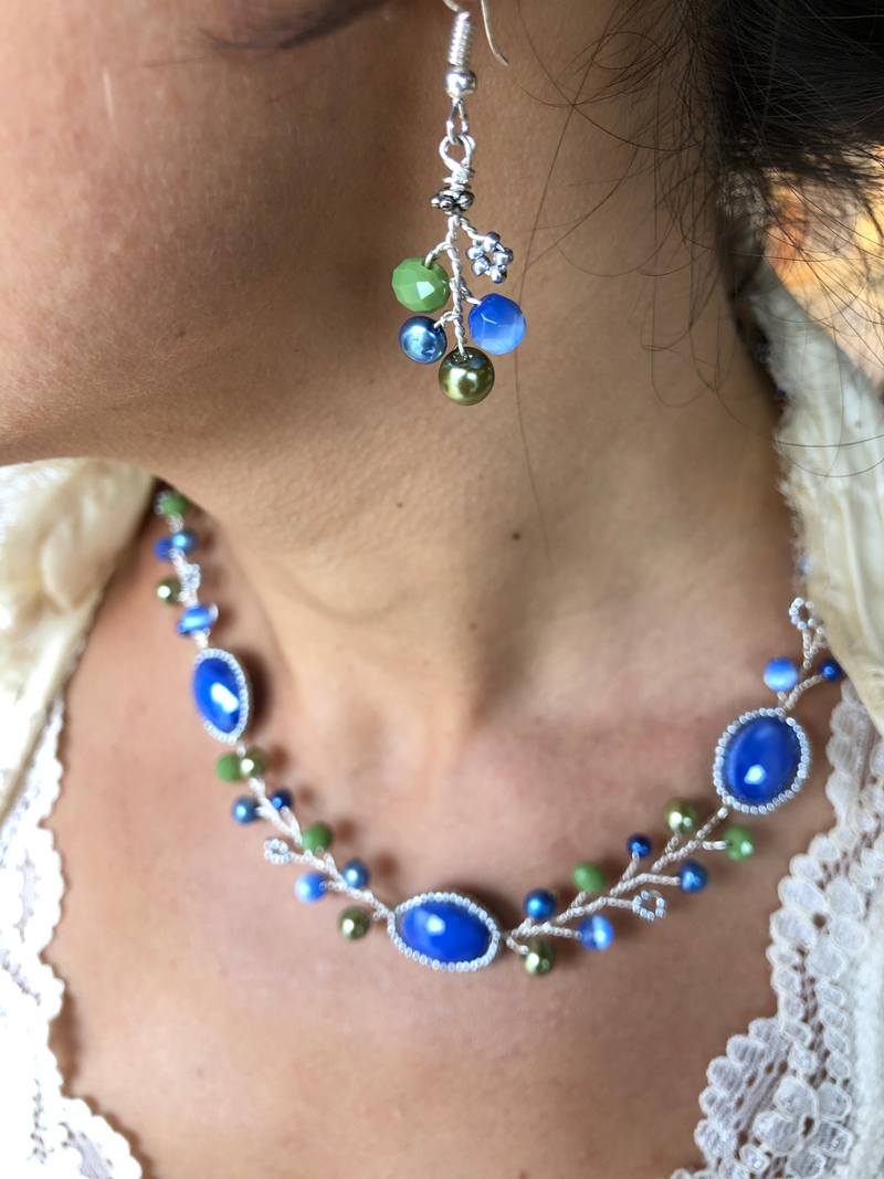 Branch Earrings- Cobalt & Green