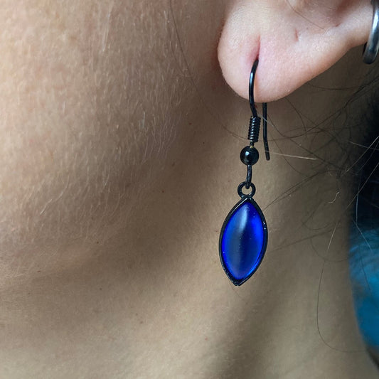 Czech and German Blue Glass Bead Earrings