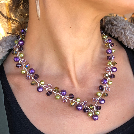 Branch Necklace- Purple & Green