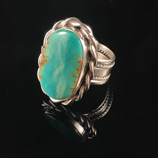 Turquoise & Braided Sterling Silver Ring