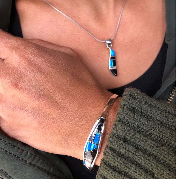 Opal and Jet-Zuni Inlayed Bracelet