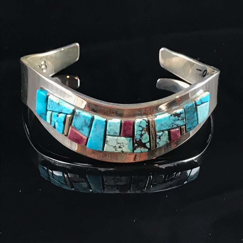Zuni Inlaid & Sterling Silver Cuff Bracelet