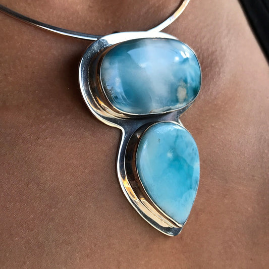 Larimar & Sterling Silver Pendant