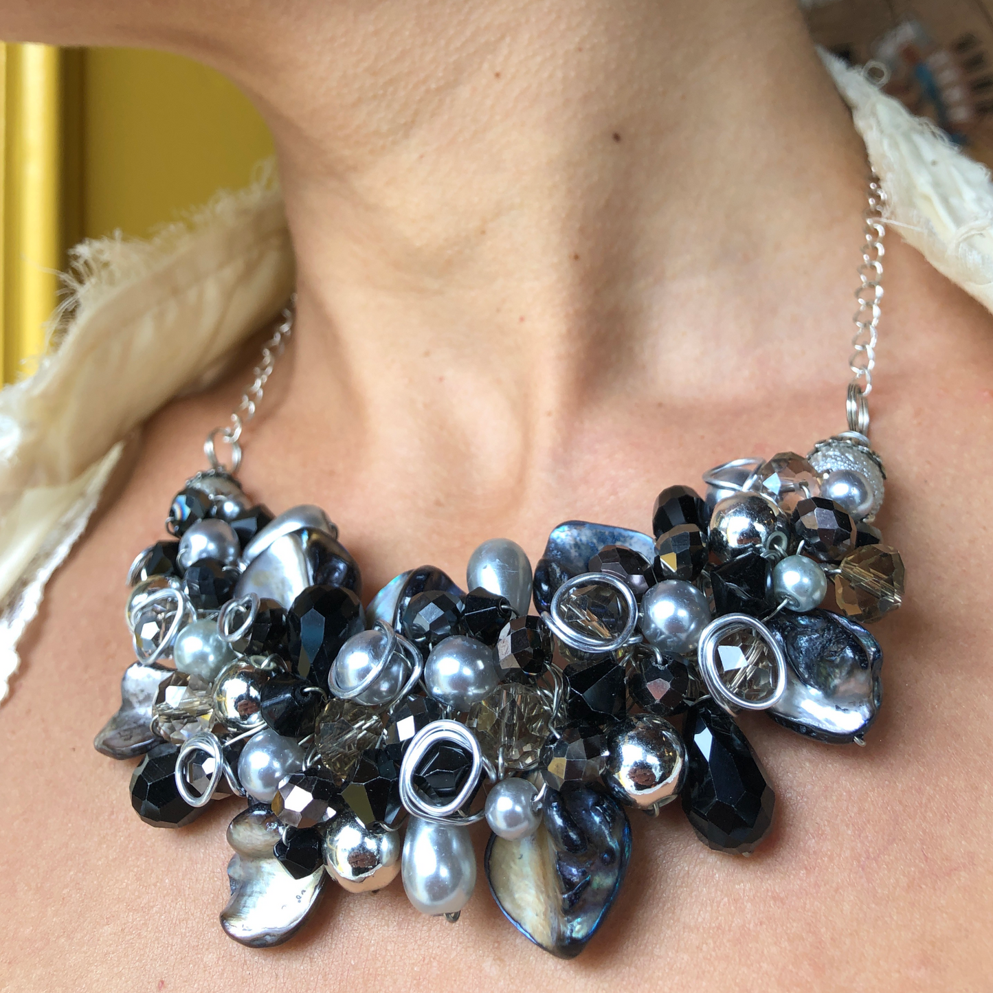 Necklace- Black, Silver, & Smoke Grey