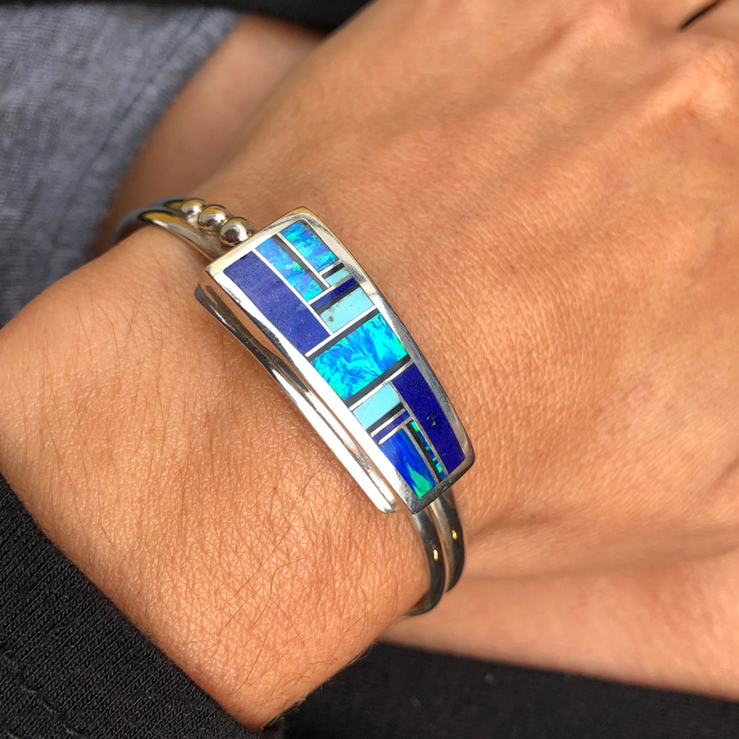 Opal Lapis & Turquoise Inlay Bracelet