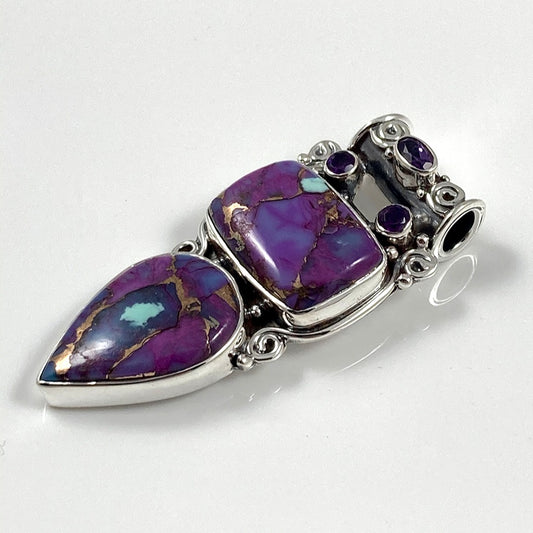 Purple Copper Turquoise & Amethyst Pendant