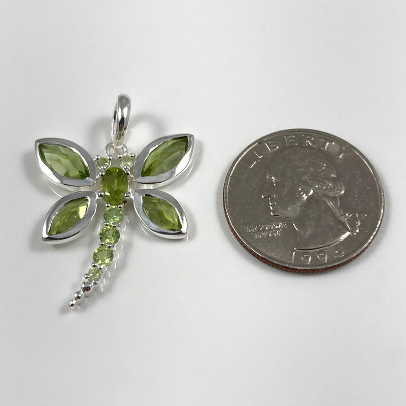 Faceted Peridot Dragonfly Pendant
