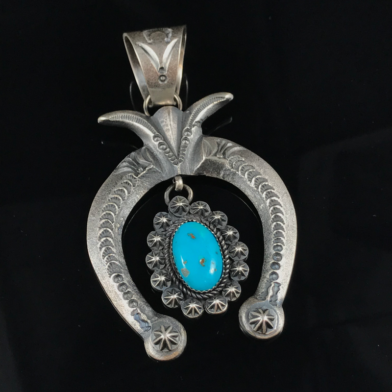 Sterling Silver Naja Pendant w/ Turquoise