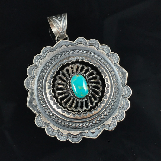 Sterling Silver & Turquoise Medallion Pendant