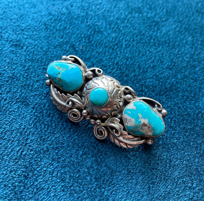 Turquoise & Sterling Silver Brooch