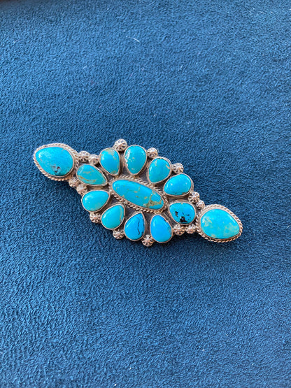 Turquoise & Sterling Silver Brooch