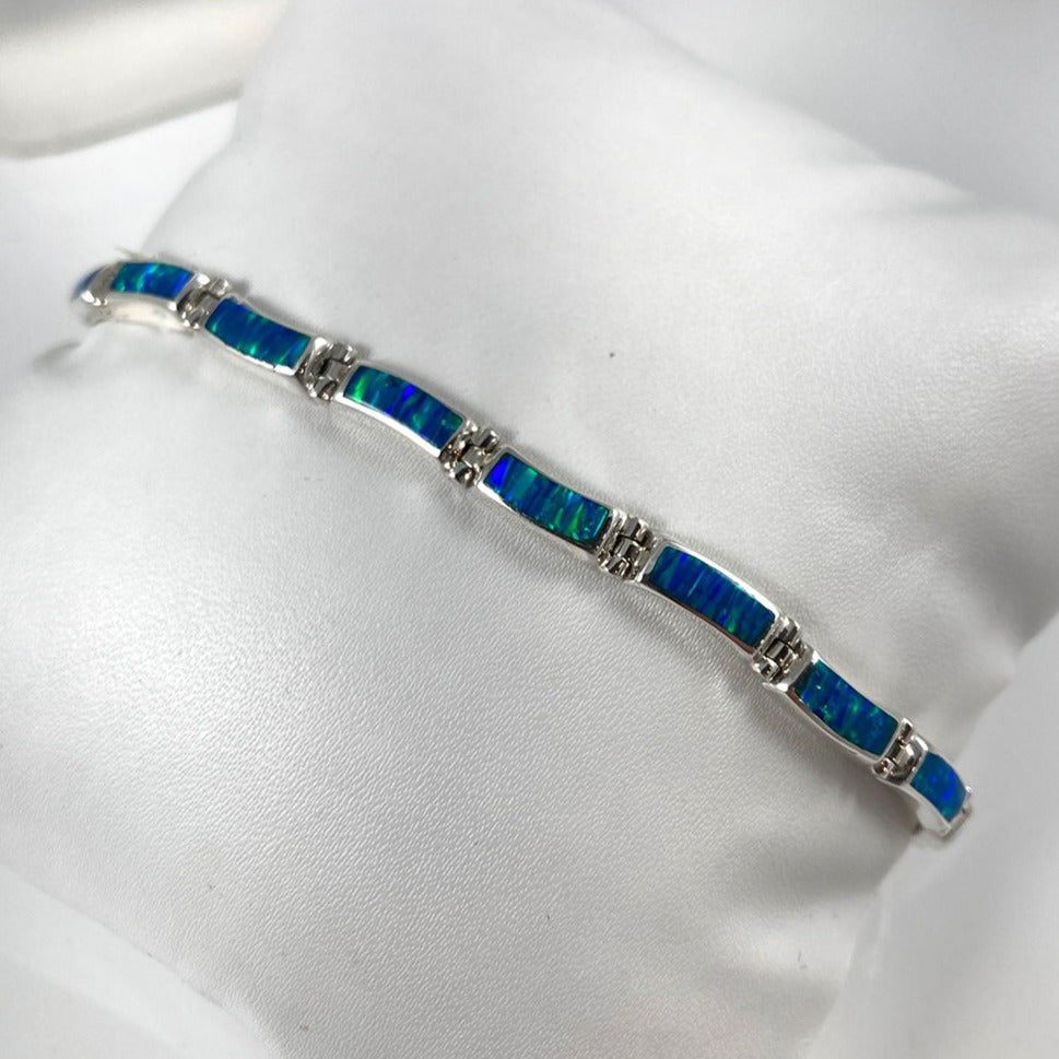 Lab Opal & Sterling Silver Bracelet