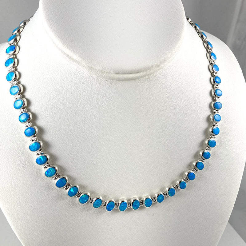 Lab Opal & Sterling Silver Necklace