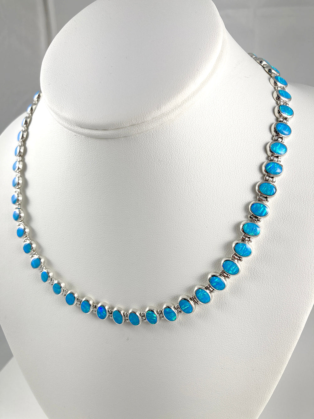 Lab Opal & Sterling Silver Necklace