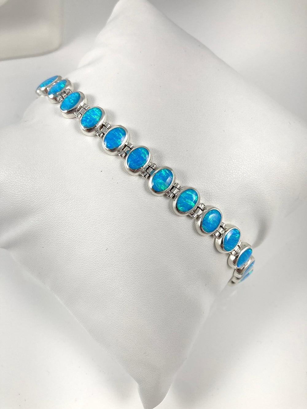 Lab Opal & Sterling Silver Bracelet