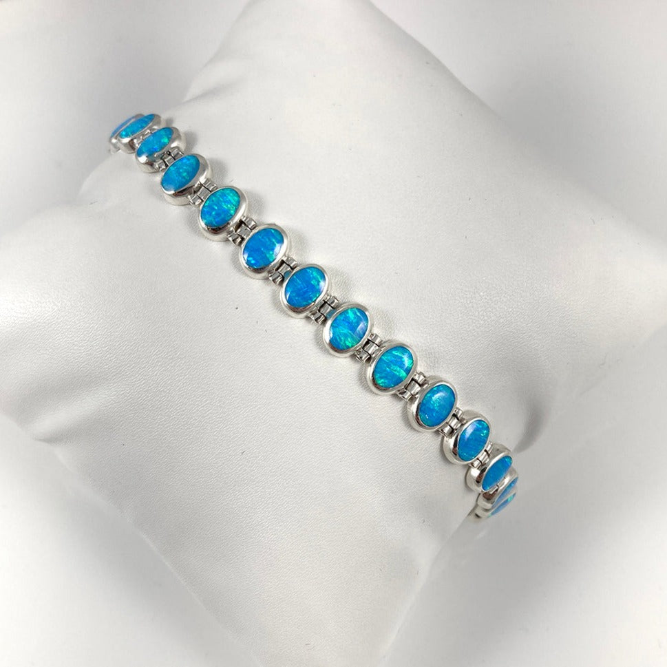 Lab Opal & Sterling Silver Bracelet