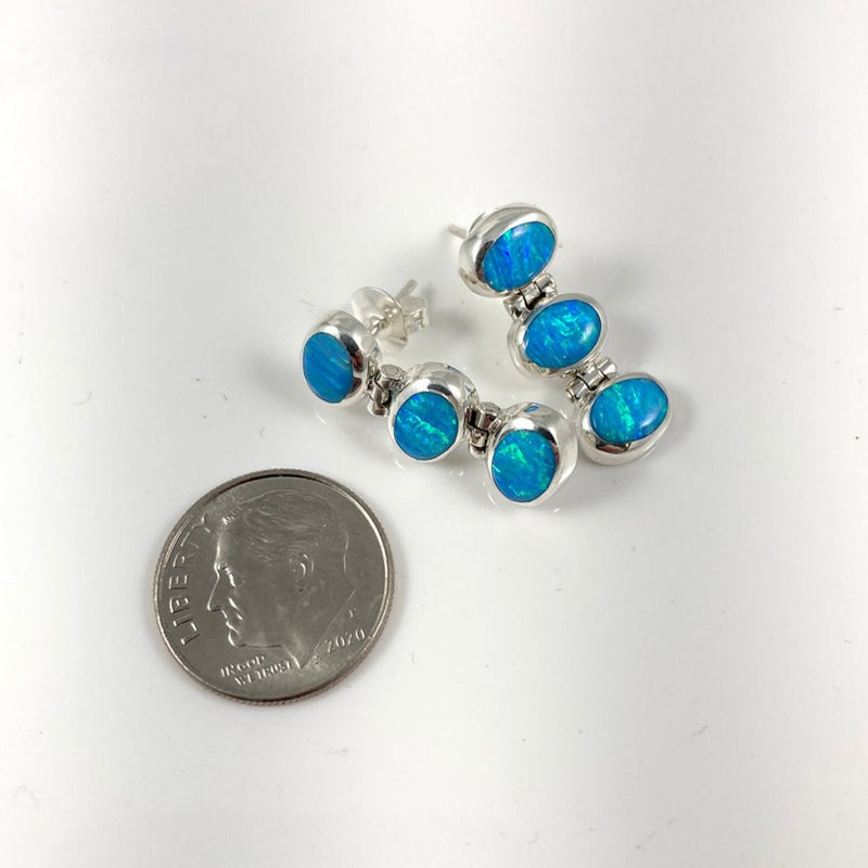 Lab Opal & Sterling Silver Earrings