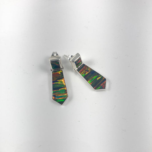 Lab Opal & Sterling Silver Earrings