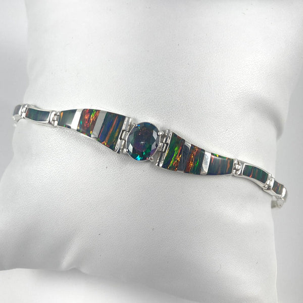 Lab Opal & Mystic Topaz set in Sterling Silver Bracelet
