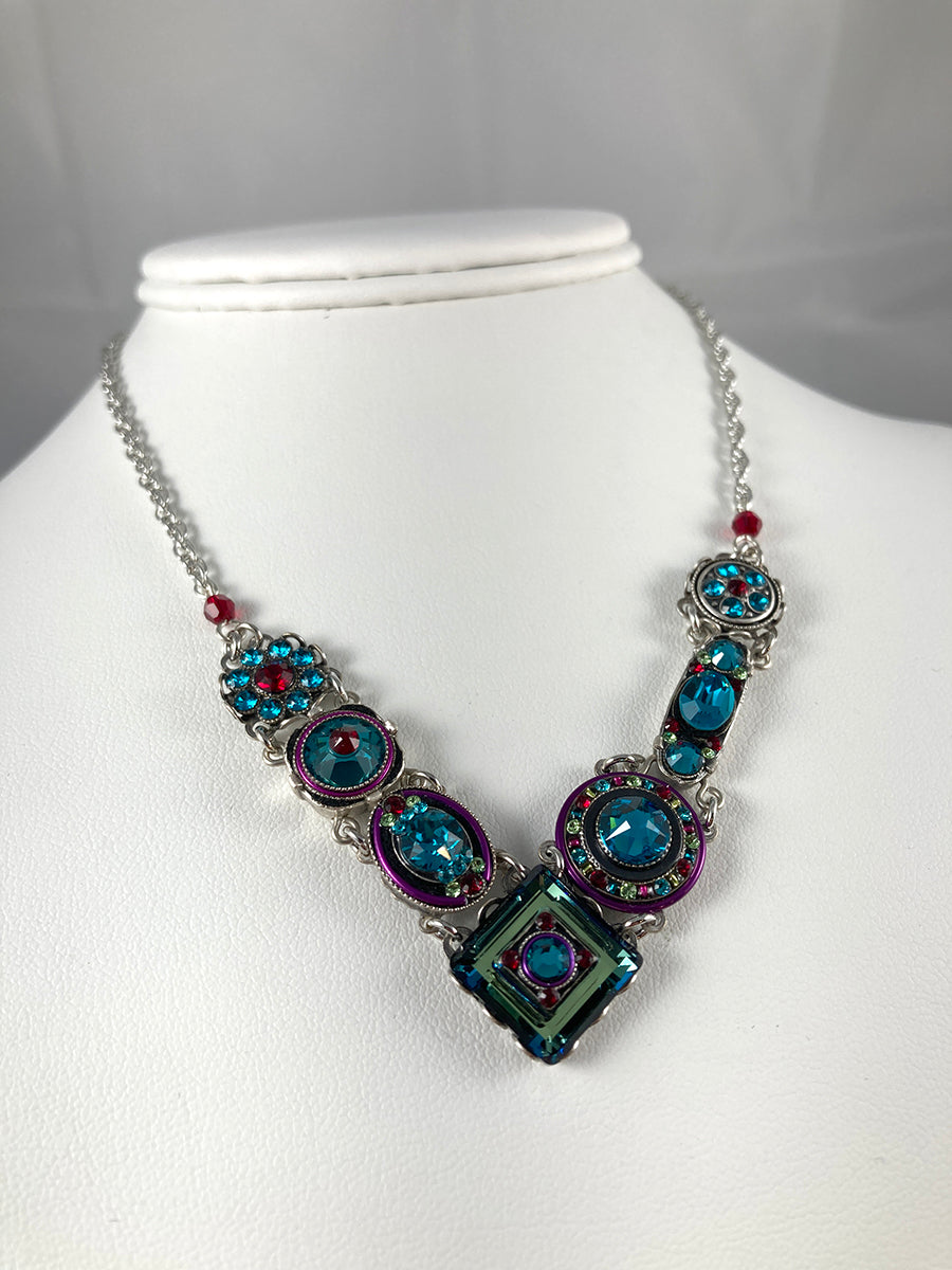 Blue Swarovski Crystal Firefly Necklace
