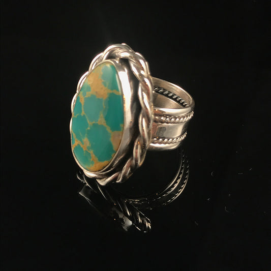 Turquoise & Braided Sterling Silver Ring