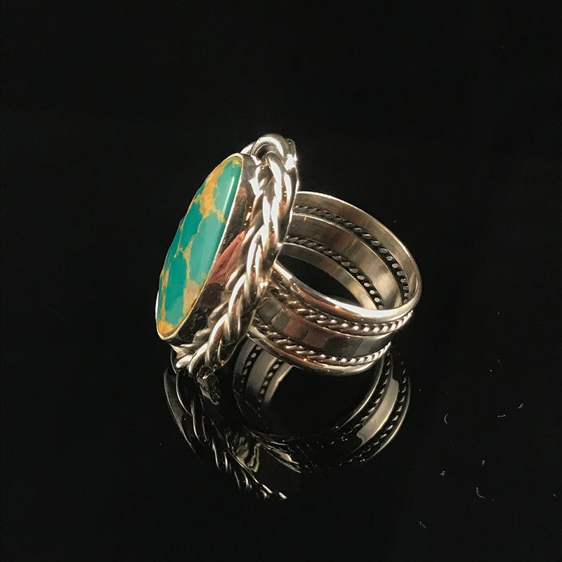 Turquoise & Braided Sterling Silver Ring