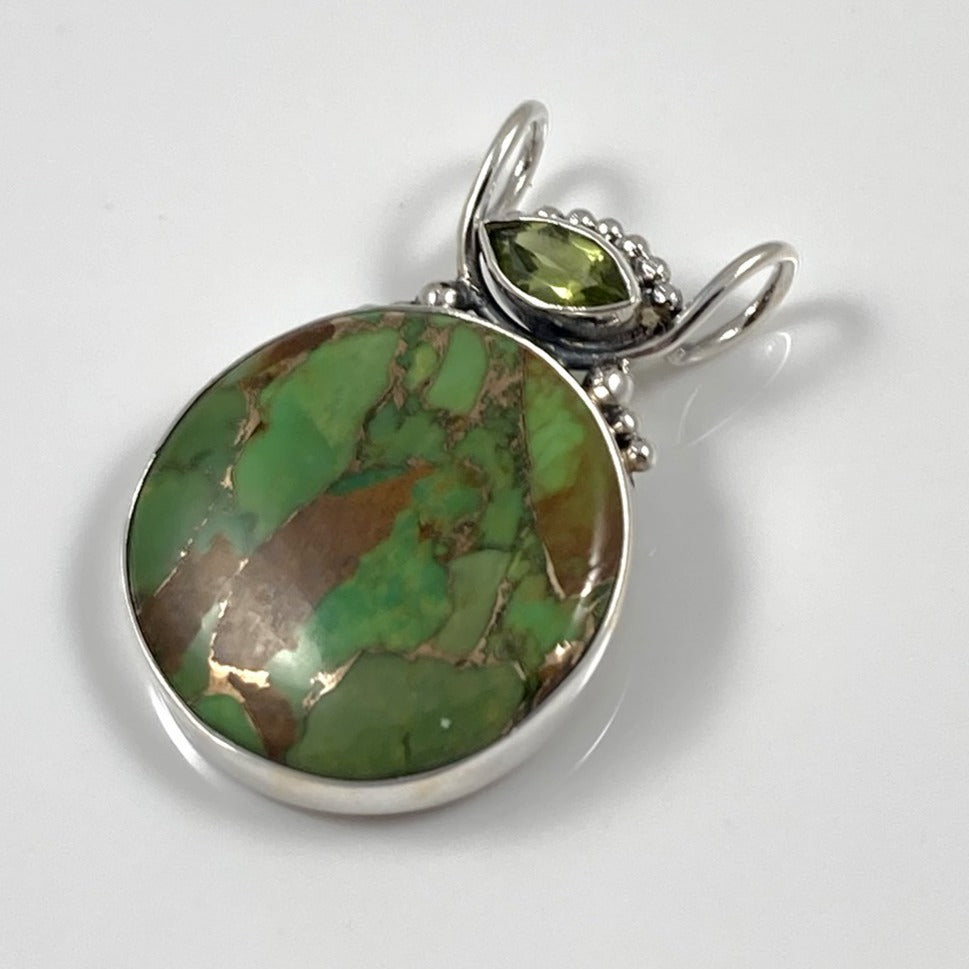 Green Copper Turquoise & Peridot Pendant