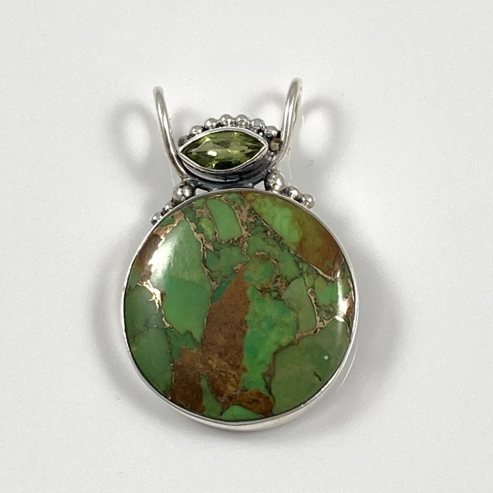 Green Copper Turquoise & Peridot Pendant