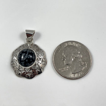 Snow Flake Obsidian Pendant