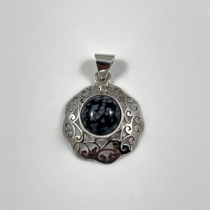 Snow Flake Obsidian Pendant