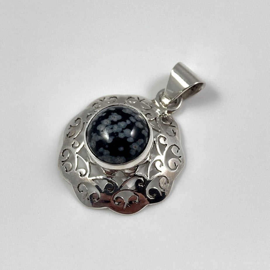 Snow Flake Obsidian Pendant