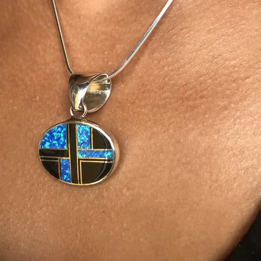 Opal & Jet Inlaid Pendant