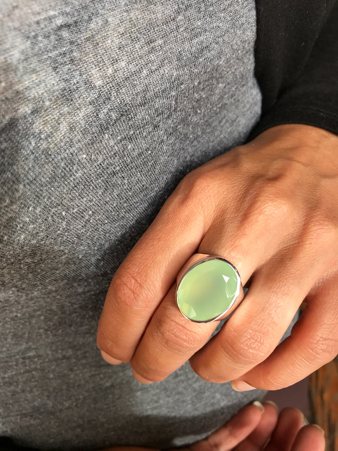 Green Chalcedony Ring