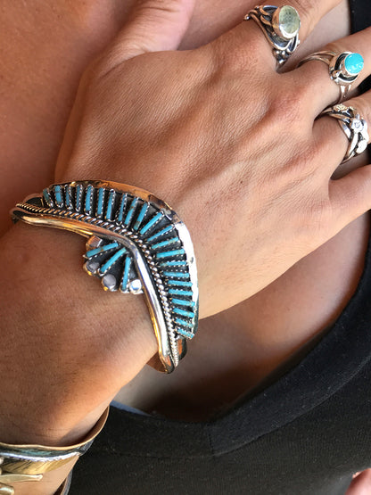 Zuni Needlepoint Turquoise Bracelet