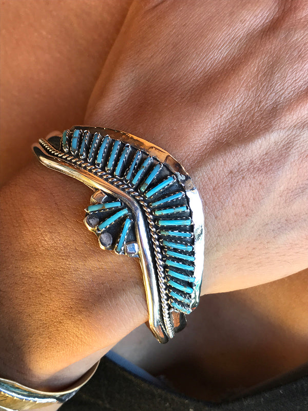 Zuni Needlepoint Turquoise Bracelet