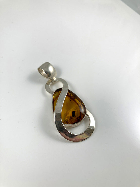 Amber & Sterling Silver Pendant