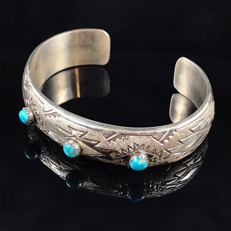 Turquoise & Dusted Sterling Silver Bracelet