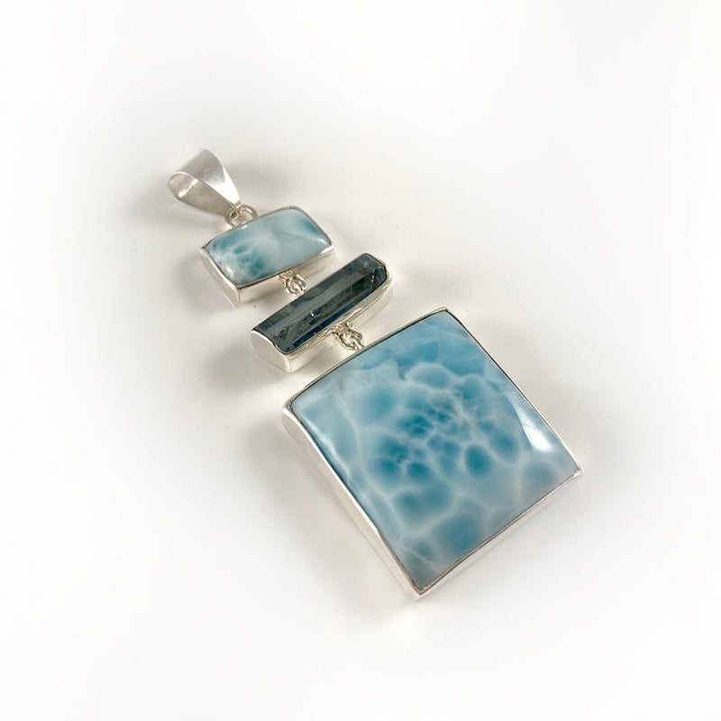 Larimar, Tourmaline, and Sterling Silver Pendant