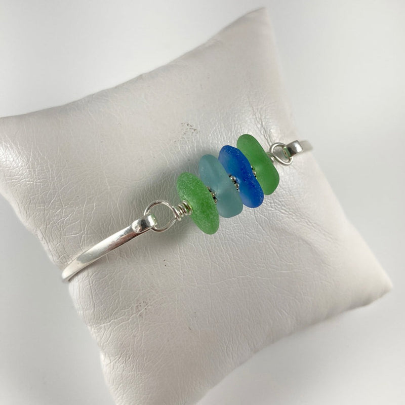 Multi-Colored Sea Glass & Sterling Silver Bracelet